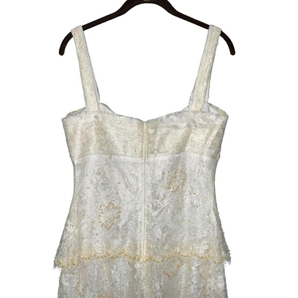 Tadashi Women’s Beaded Sequins Layered Tiered Gold Sheath Dress Size 10 - Picture 7 of 13